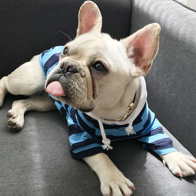 

French Bulldog Striped Hoodies Pet Dog Summer Clothes for Small Dogs Pets Clothing Pug Costume Yorkshire Chihuahua Sweater