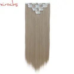 2 комплекта 7 шт./компл. Xi. rocks Синтетический зажим для наращивания волос 55 см прямые пряди зажимы для наращивания волос 130 г Лен 16