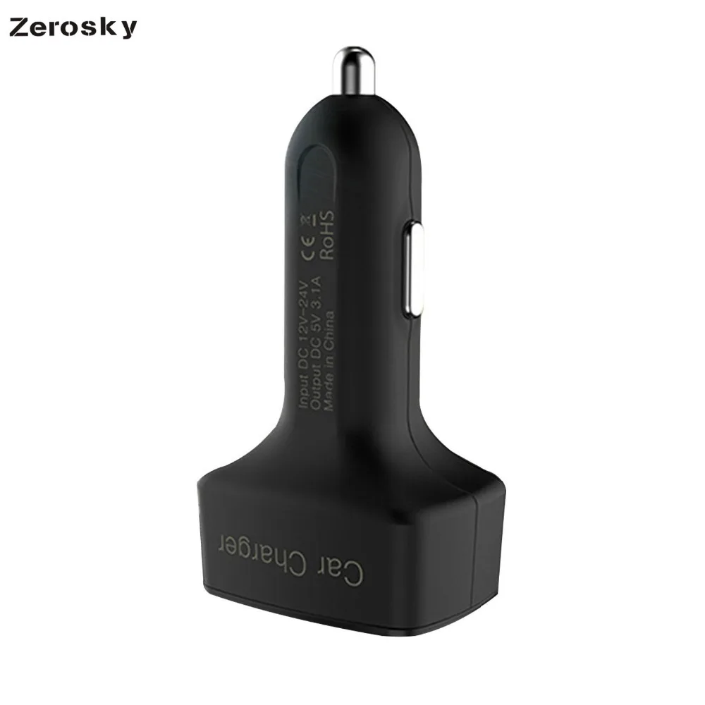 Автомобильное зарядное устройство Zerosky 4 в 1 двойной USB термометр цифровой дисплей