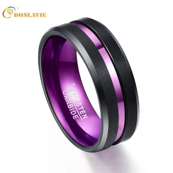 

Purple Inner Ring Scrub Groove Men Rings Tungsten Carbide Gift Anillos para hombres Male Fashion Jewelry