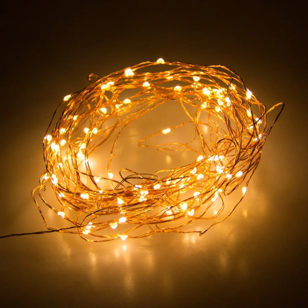 Dc 12V 10M 100 Led Copper Wire Led String Fairy Lights Lamp With Uk/Us