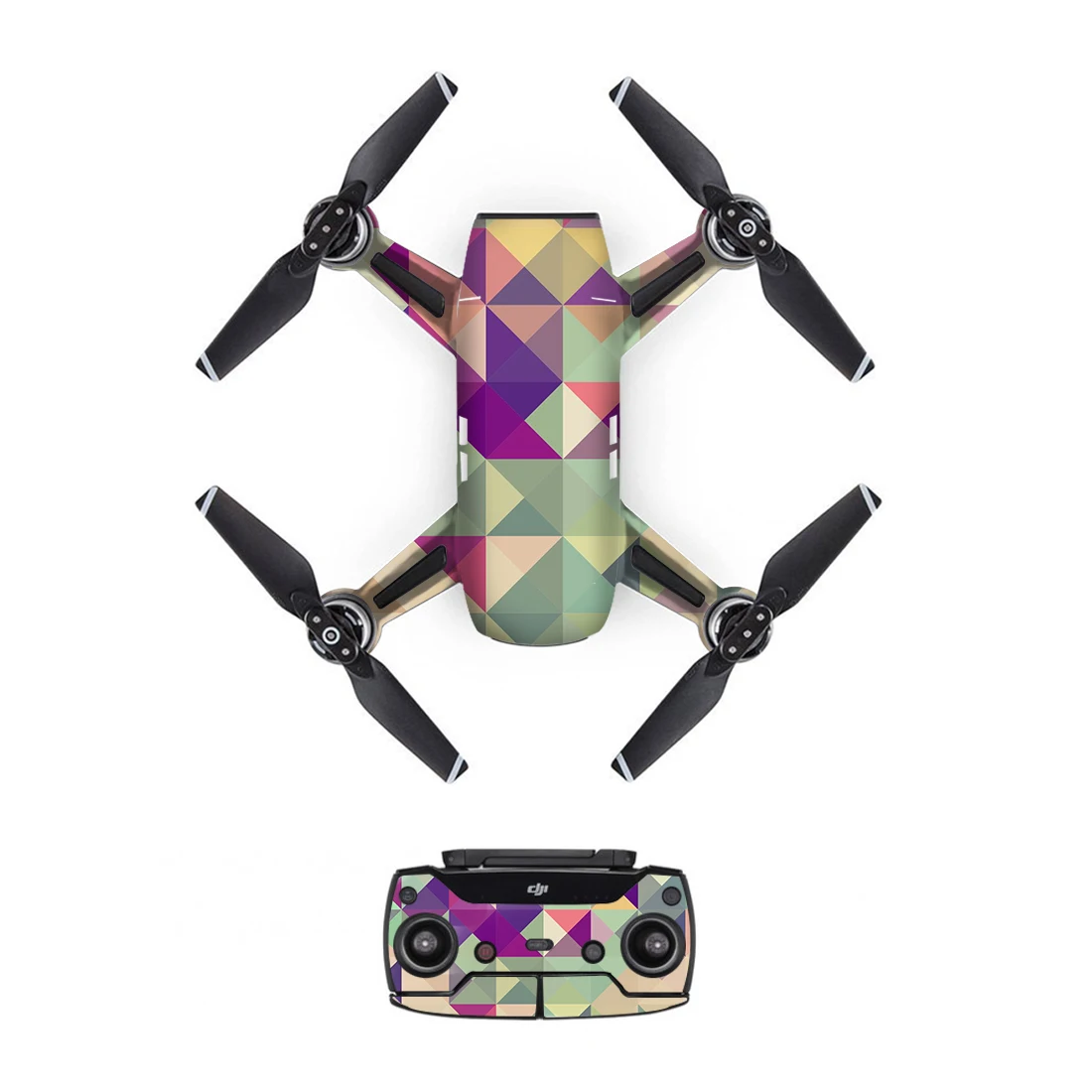 

[DJS0029] Colorful Diamond PVC Decal Skin Sticker For DJI Spark Drone body + Remote Controllers + 3 Battery Protective Cover