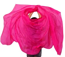 Silk Belly Dance Veil Dancing Veils Solid Colour Bellydance Costume Silk Shawl Scarf Belly Dance Props Rose red Color 250*114 cm