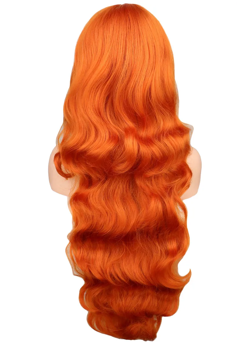 QQXCAIW длинные волнистые косплей вечерние оранжевые 80 см синтетические волосы парики