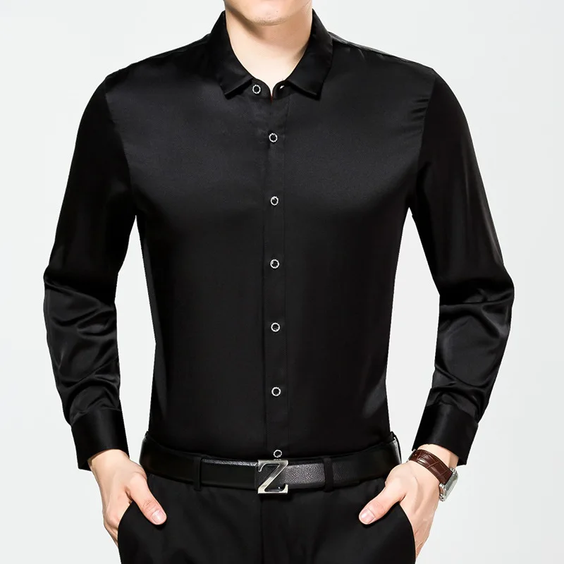 Silk Long Sleeved Shirt Iron Leisure 
