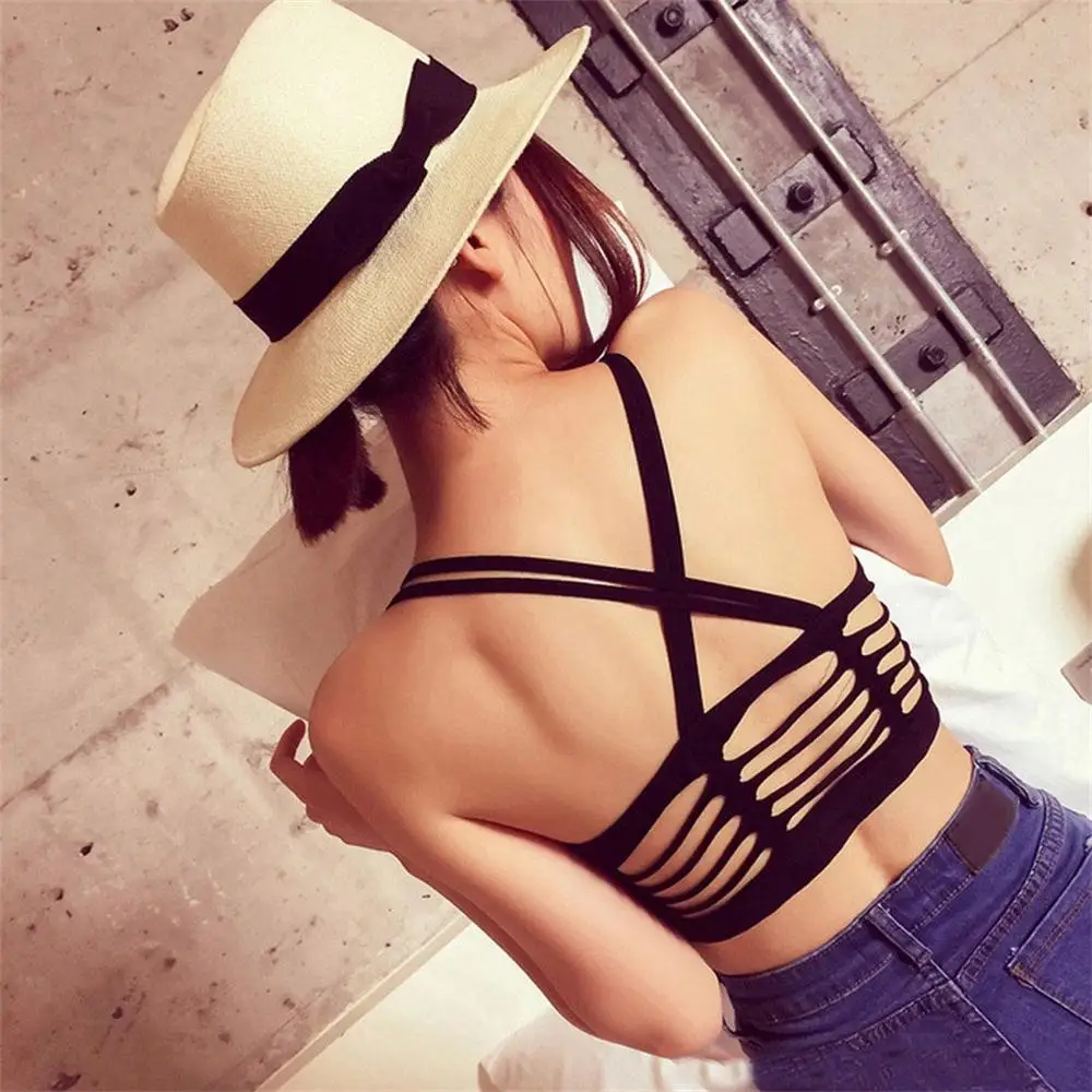 

1 pcs Fashion Women Padded Vest Cross Straps Bra Camisole Sleeveless Summer Style Vest 2017 New Listing