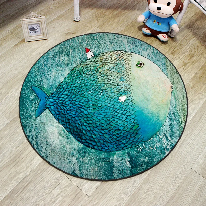 Round Creative 3D Printed carpets for living room coffee table bedroom Area Rugs Kids Room computer chair Anti-slip mat yoga Pad