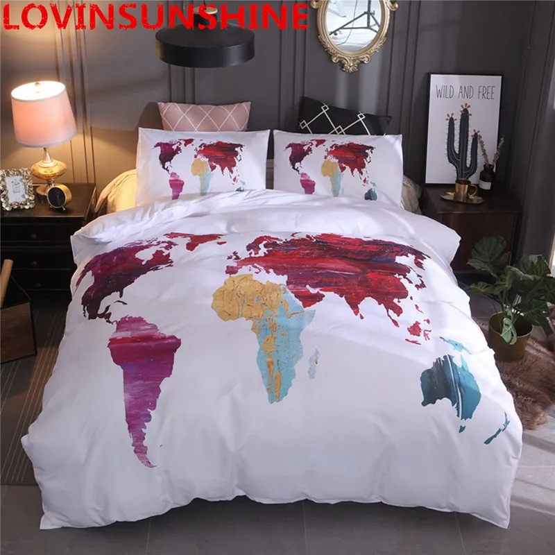 LOVINSUNSHINE 2018 New Design World Map Bedding Set