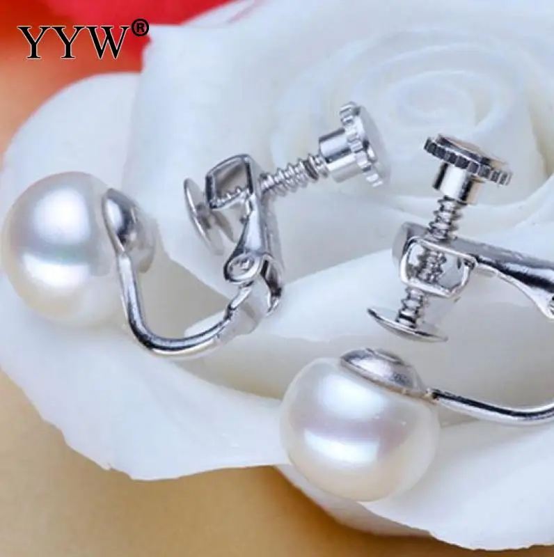 

Fashion Deisgn Pearl Ear Cuff Silver-color Clip Earrings Without Piercing Natural Freshwater White Pearl Earrings Women Jewelry