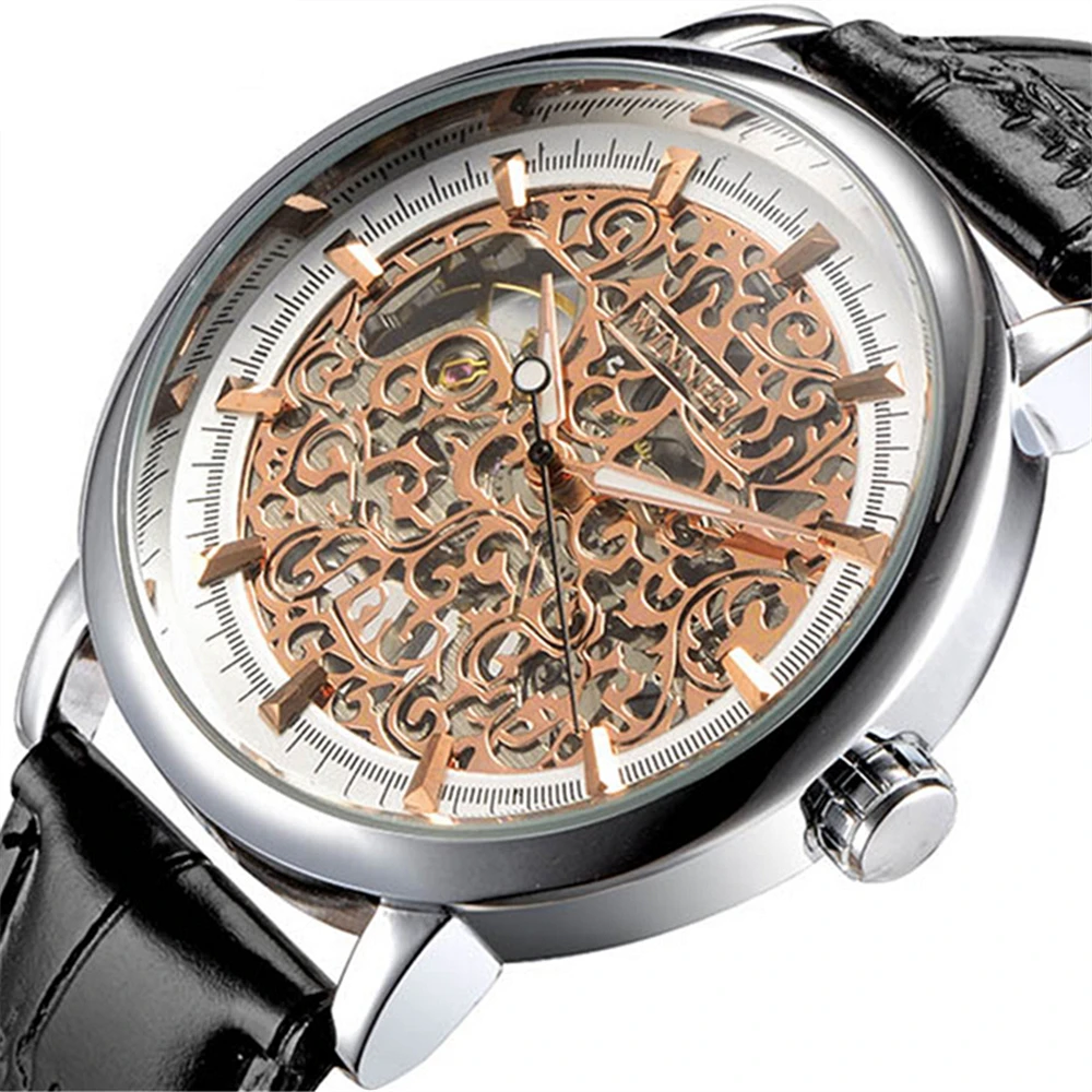 Часы мужские деловые механические с кожаным ремешком|wristwatch automatic|band purseswristwatch brand |