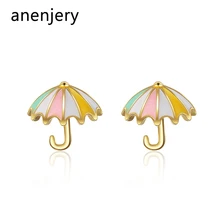 Anenjery Милые простые 925 пробы серебряные разноцветные эпоксидные серьги в форме умберлы для женщин Букле д 'ореиль oorbellen S-E800