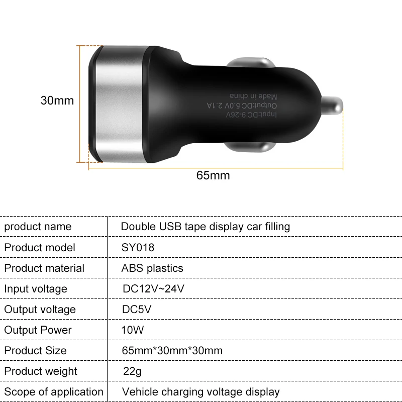 Универсальный 5 V 2.1A двойной USB с экраном дисплей Авто usb прикуриватель Разъем для Iphone Xiaomi huawei