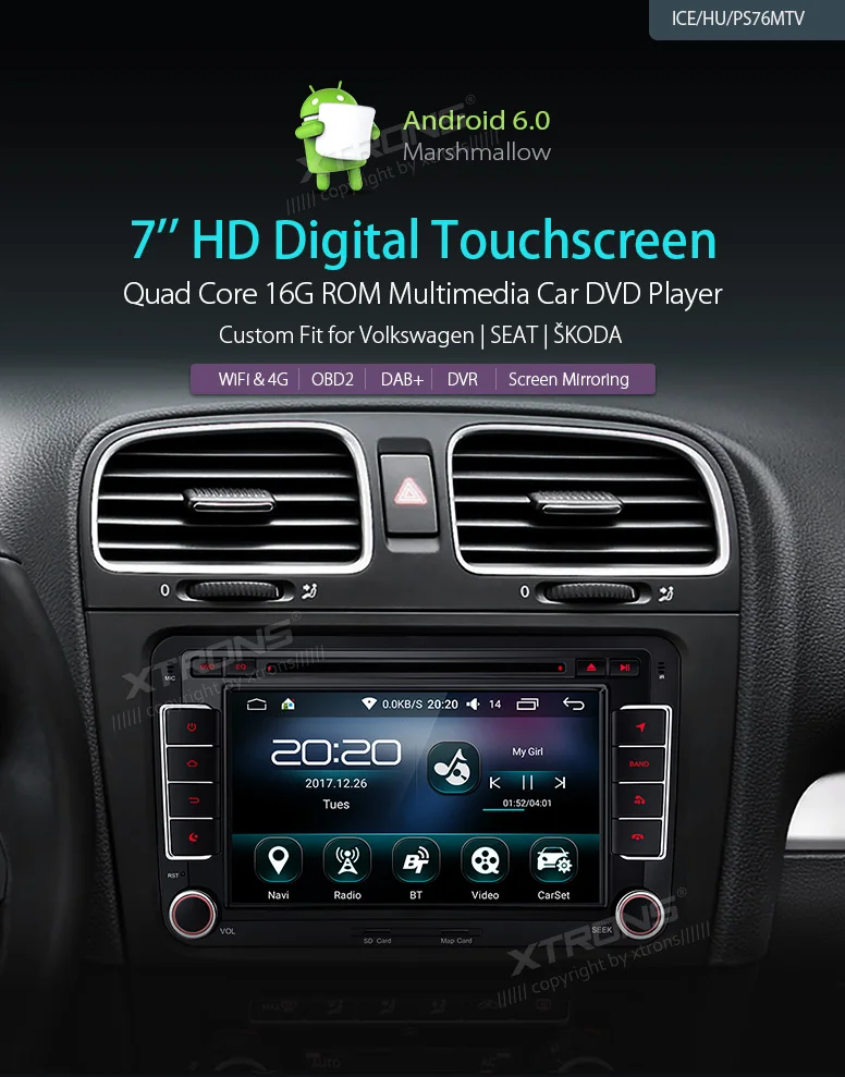 Perfect XTRONS 7" Android Head Unit Stereo Radio GPS Video Car DVD Player for Volkswagen Passat CC Eos Estate Sedan for Skoda for Seat 2