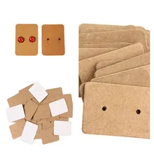 100 шт крафт-бумага Ушные Шпильки Висячие бирки для ювелирных изделий дисплей карты серьги крафт-бумага бирка Ушные Кольца бумага висячие ценники