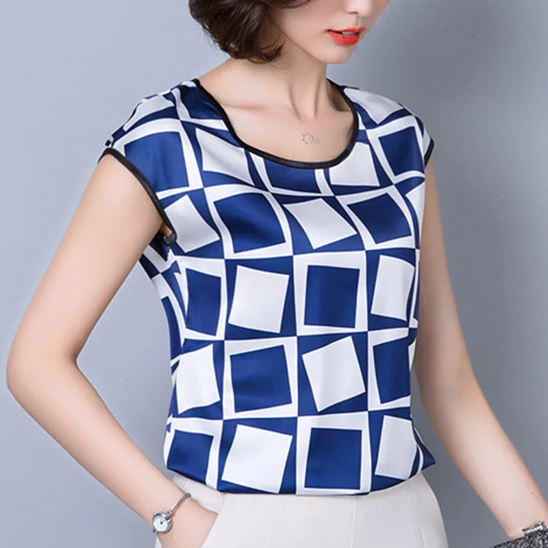Женские топы и блузки Летняя Повседневная шелковая блузка Blusas Feminina сексуальный О