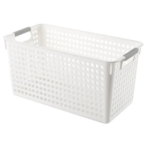 New-Japanese-style Stackable Plastic Storage Baskets/Bins Organizer Fruit Toys Clothes Glove Box Debris Storage Basket (white)