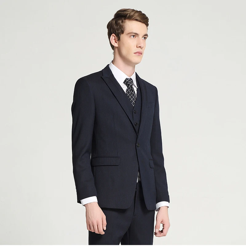Smart Casual Black Business Style Suit Slim Fit for Men Groom Tuxedos Wedding Suit 3 Pieces (Jacket+Vest+Pants) 2018 New Arrival