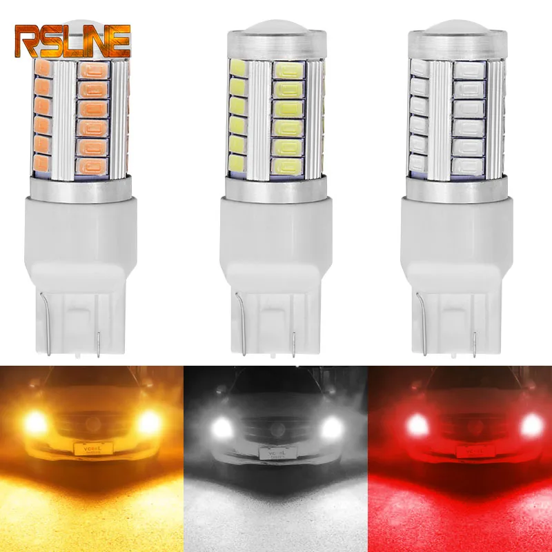 

T20 7443 W21/5W 33 SMD 5630 5730 LED Auto Brake Lights 21/5w Car DRL Driving Lamp Stop Bulbs Turn Signals Red White Amber DC 12V