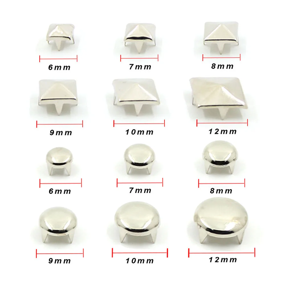 Metal Rivets 100Pcs Square Pyramid Studs Rivets Four Claw Metal Studs Rivets For Leather Punk Stud Shoes Leather Craft Bracelets Accessories