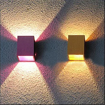 

Modern Creative Small Cube 4 Colors Aluminum Led Wall Lamp for Living room Background Aisle Balcony Porch Light 1581