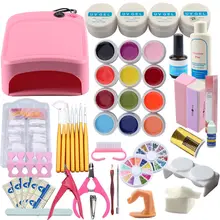 Набор УФ-гелей для маникюра Набор инструментов для нейл-арта 36 Вт лампа 12 УФ-гель набор ложных для маникюра кончиков ногтей инструменты для наращивания ногтей набор УФ-гелей