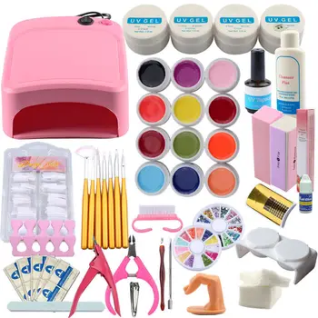 

UV Gel Set For Nail Manicure Set Nail Art Tool 36W Lamp 12 UV Gel Kit False Tip Manicure Nail Extension Nail Tools UV Gel Kit