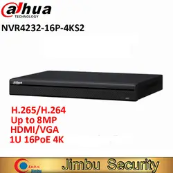 Dahua 32ch NVR 1U 16PoE 4 K H.265 Lite Сетевой Видео Регистраторы NVR4232-16P-4KS2 до 8MP Разрешение