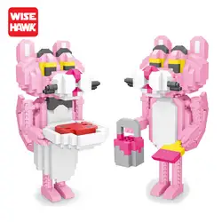 Wisehawk персонажи фильма Kawaii обувь для девочек Дети Розовый Леопард фигурки животных мини пластик здания Конструкторы модель развивающие