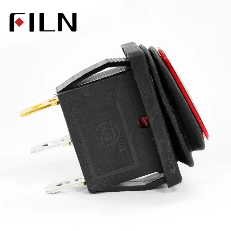 FILN New On Off Rectangle Long Rocker Switch with Waterproof IP67 Cover Car Dash SPST KCD3 3PIN (4)