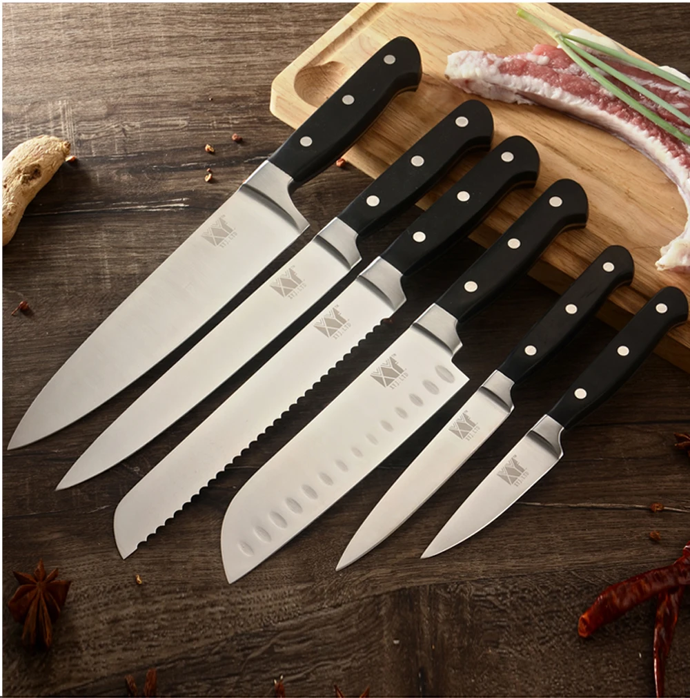 XYj нож шеф повара 8 &quotострые из нержавеющей стали нарезка хлеба 7&quot Santoku 5