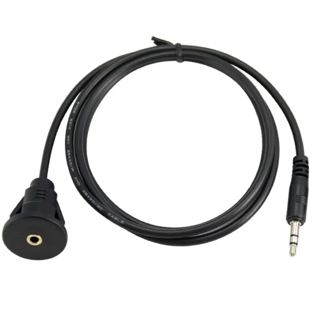 1m Car Truck Dashboard Flush Mount 3.5mm 1/8 inch AUX Audio Jack Extension Cable Kit