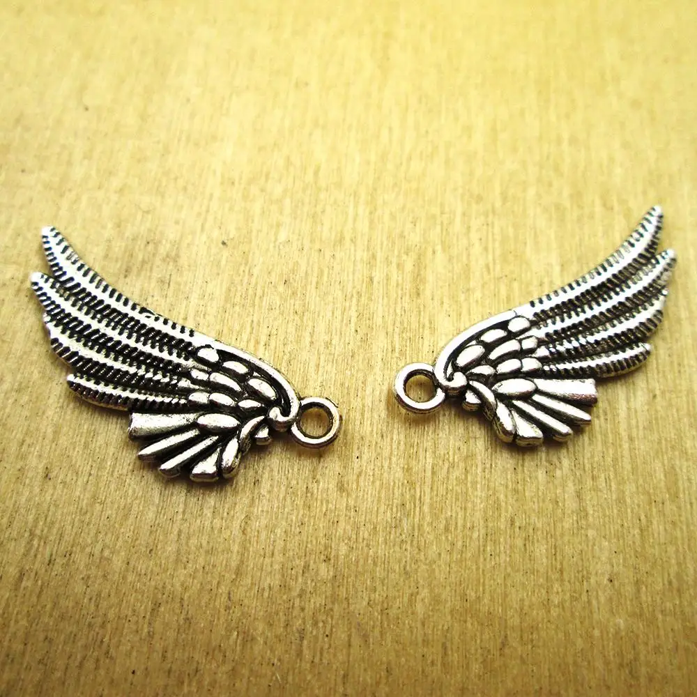 

20pcs 29X10mm angel wing charms wing charms pendants DIY necklace/ bracelets charms antique silver tone