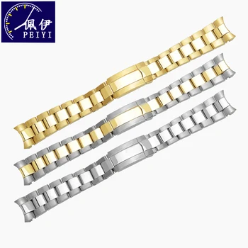 

PEIYI Stainless Steel Watch Strap Wrist Bracelet Silver Color Metal Watchband with Folding Clasp for Men Women 20mm 21mm