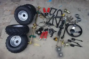 

GO KART KARTING ATV UTV 1M Rear Axle Steering Gear Rack Swingarms Tie Rod Steering Wheel Brake Pump With 16X8-7 Inch Wheels