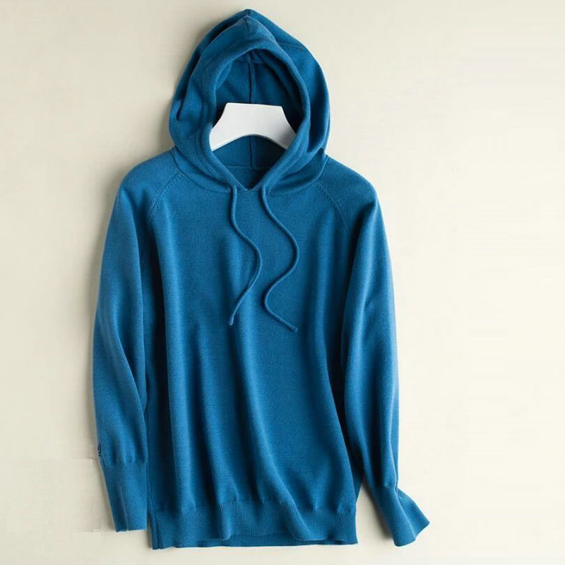 Tangada вязаная толстовка с капюшоном свитер с капюшоном джемпер с капюшоном теплый свитер теплый свитшот теплая толстовка вязаная толстовка с капюшоном желтая толстовка белая толстовка худи AQJ01 - Цвет: denim blue