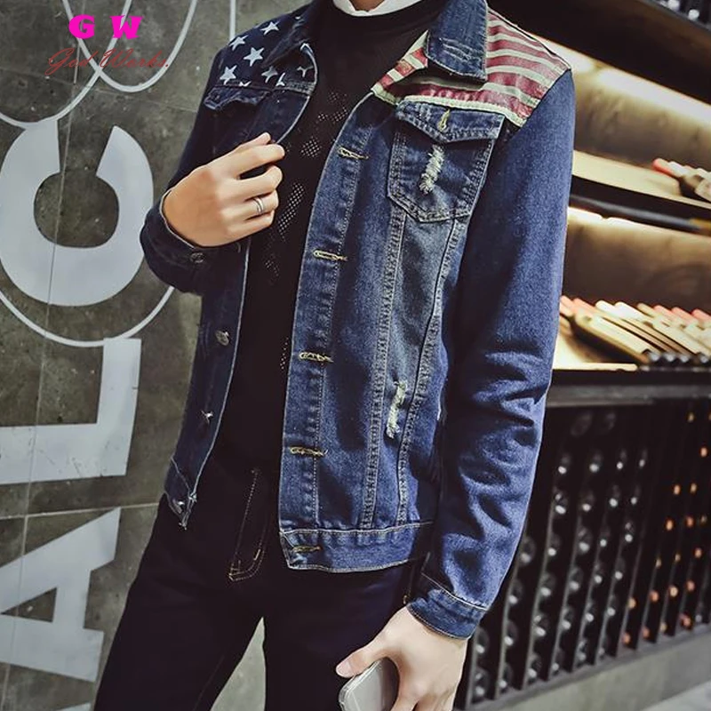 2017 New Fashion Brand Denim Jacket Men Slim Fit Mens Designer Clothes