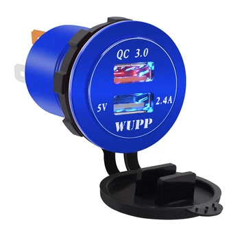 

SOONHUA USB Car Charger Power Adapter Dual USB Chargers Socket Quick Charging 3.0 For 12V/24V Boat Motorcycle