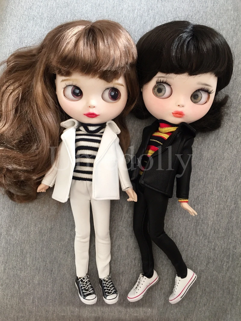 Крутая одежда из искусственной кожи 1/6 Blyth Doll брюки пальто Одежда для куклы-Барби водолазка свитер одежда аксессуары