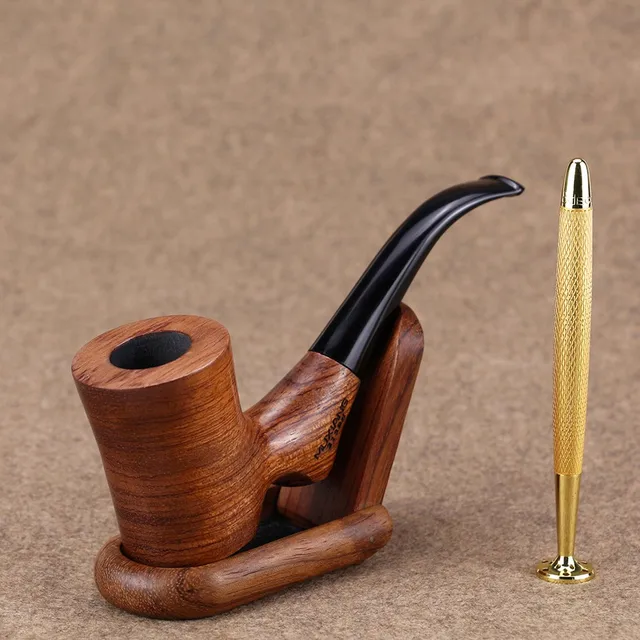 Buy High Quality Tobacco Pipe Set Wood Stand Gold