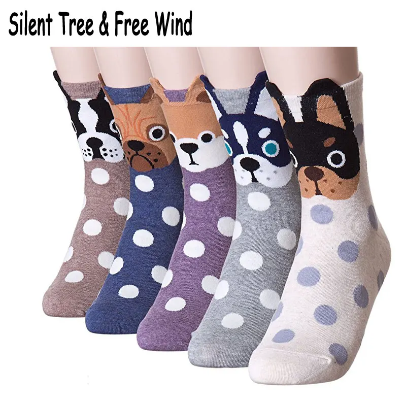 Женские милые короткие носки с животными мультяшная собака женские забавные Забавные 3D Мопс бульдог Хаски доберманн Щенок в горошек Короткие хлопковые носки