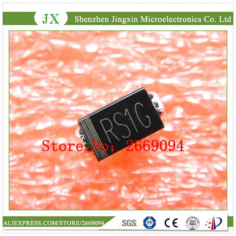 

100 шт./пакет RS1G FR104 400V 1A DO214AC выпрямительные диоды SMA