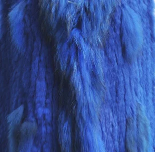 CX-G-B-117, новинка, женская черная вязаная жилетка из натурального меха енота и кролика, верхняя одежда, утепленный жилет из натурального меха - Цвет: Синий