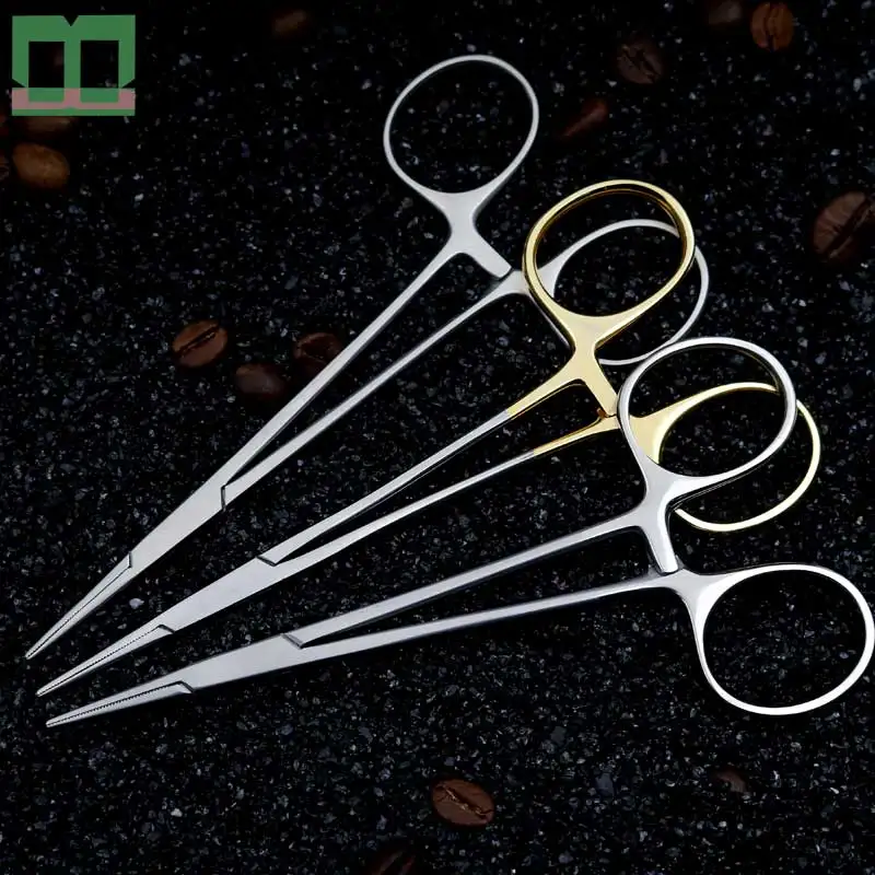 Lidar com Cosméticos e Instrumentos de Cirurgia Plástica e Ferramentas Inoxidável Pinça Hemostática Reta Handle Bent Cabeça Aureate Aço