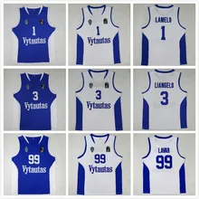 

LaMelo Ball #1 LiAngelo Ball #3 Lavar Ball #99 Lithuania Vytautas Basketball Jersey Stitched Limited Edition White Blue