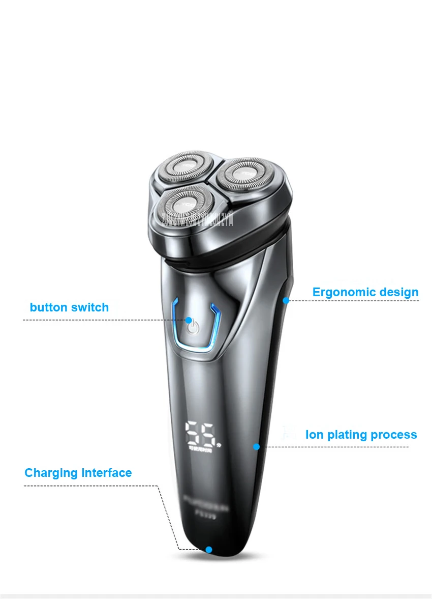 100-240 В Перезаряжаемые электробритвы 3D тройной плавающим лезвием бритвенные головки Бритвы Уход за лицом Для мужчин триммер для бороды