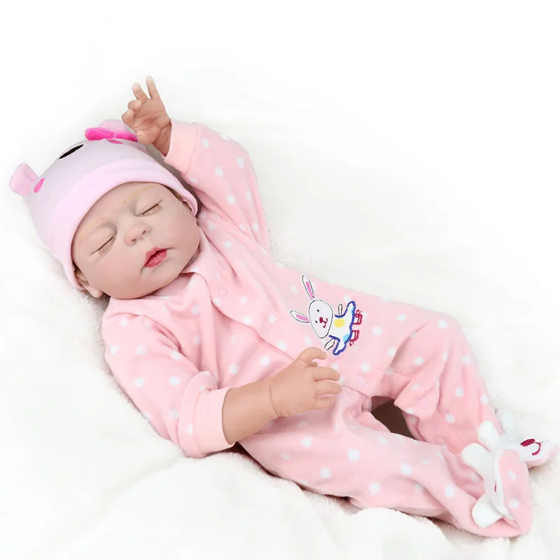 

Silicone Girl Doll Reborn 55cm BeBe Reborn 22inch Soft Full Body Silicone Baby Doll Realistic Lifelike Playmate Doll