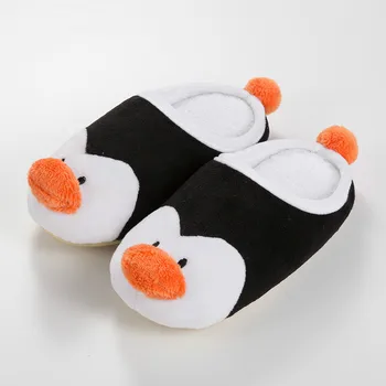 

Children Home Slippers Penguin Charater Plush Cotton Family Slippers Warm Parent-child Anti-skid Fur Indoor Coral Suede Shoes