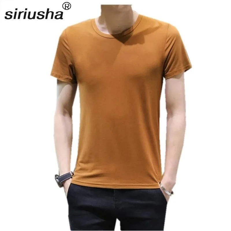

S101 Tee Men Thin Solid Short Sleeved T-shirt O-neck Summer on the Outside T Shirt Spring Autumn and Winter Inside Wear S-5XL