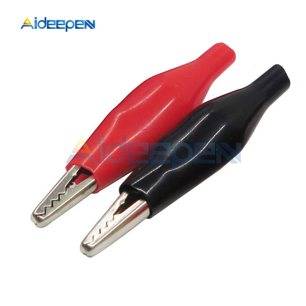 20pcs/lot Metal Alligator Clip P2001 Crocodile Electrical Clamp for Testing Probe Meter Black and Red with Plastic Boot
