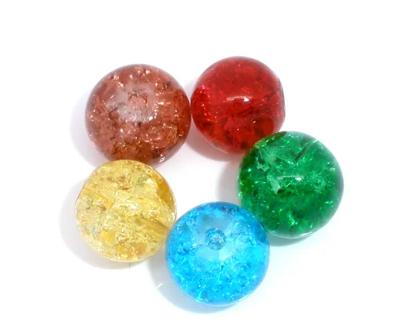 

DoreenBeads 100 Mixed Crackle Glass Round Beads 8mm Dia.